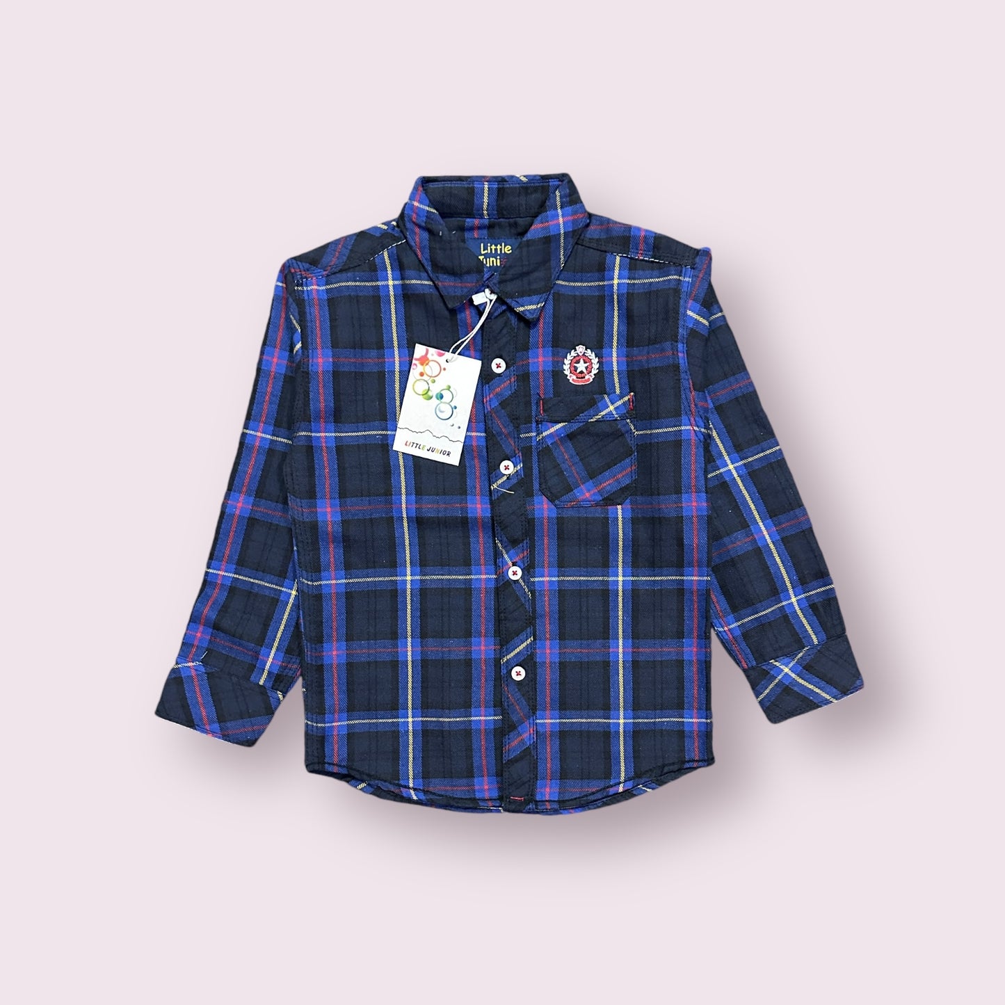 Boy Shirt (03580)Fabric Flannel-Navy Blue Checks