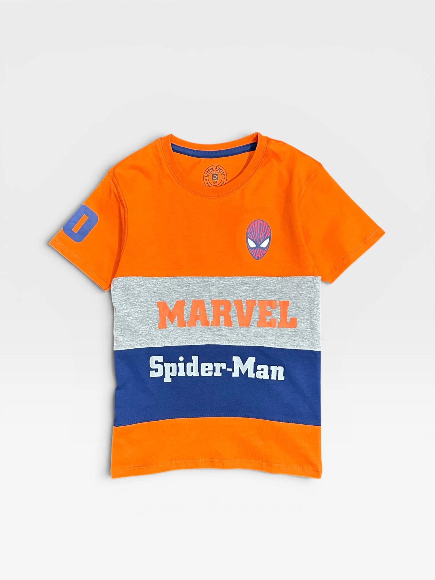 Boy T Shirt (02827)Clr-Orange,Gry and blue-Fabric Blended Cotton For summer