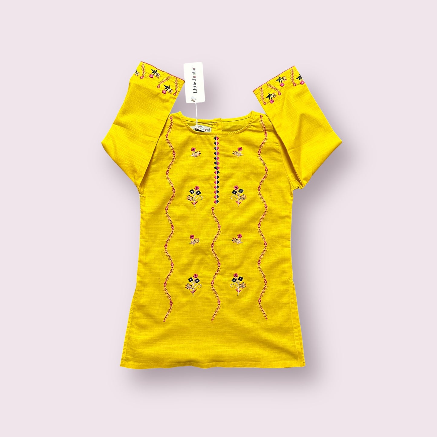 Girls Kurti (03517)-Fabric Khaddar-Clr    Yellow