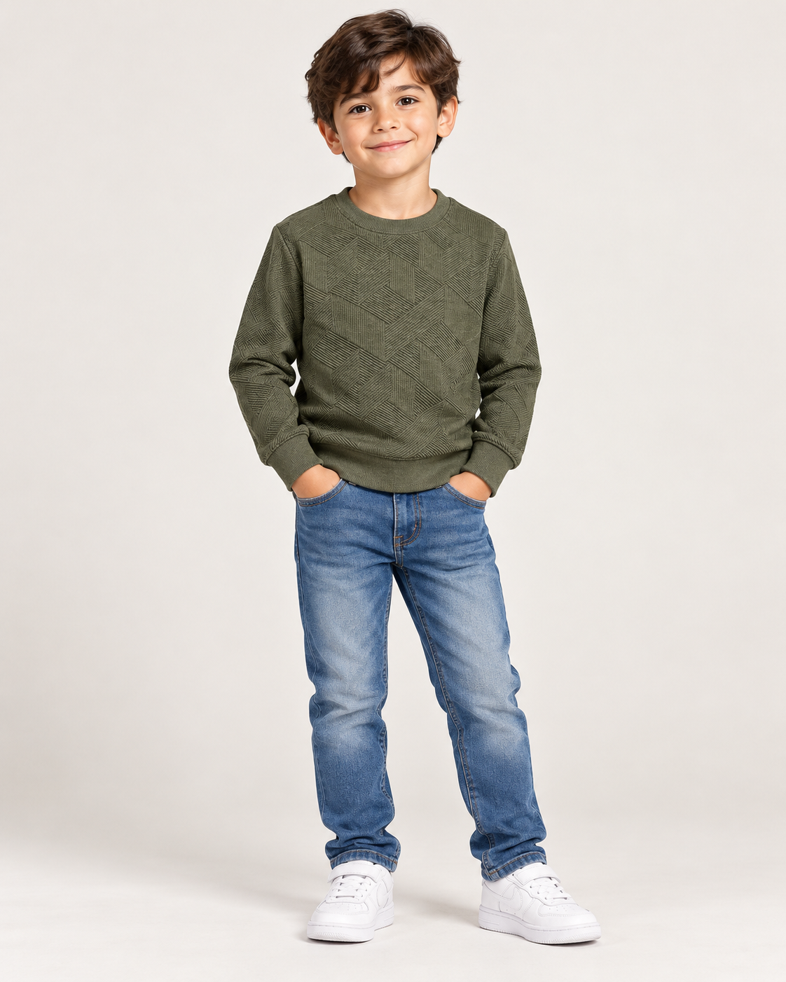 Boy Sweat-Shirt(00417)Clr-Mehndi-Fabric Quilted Fleece