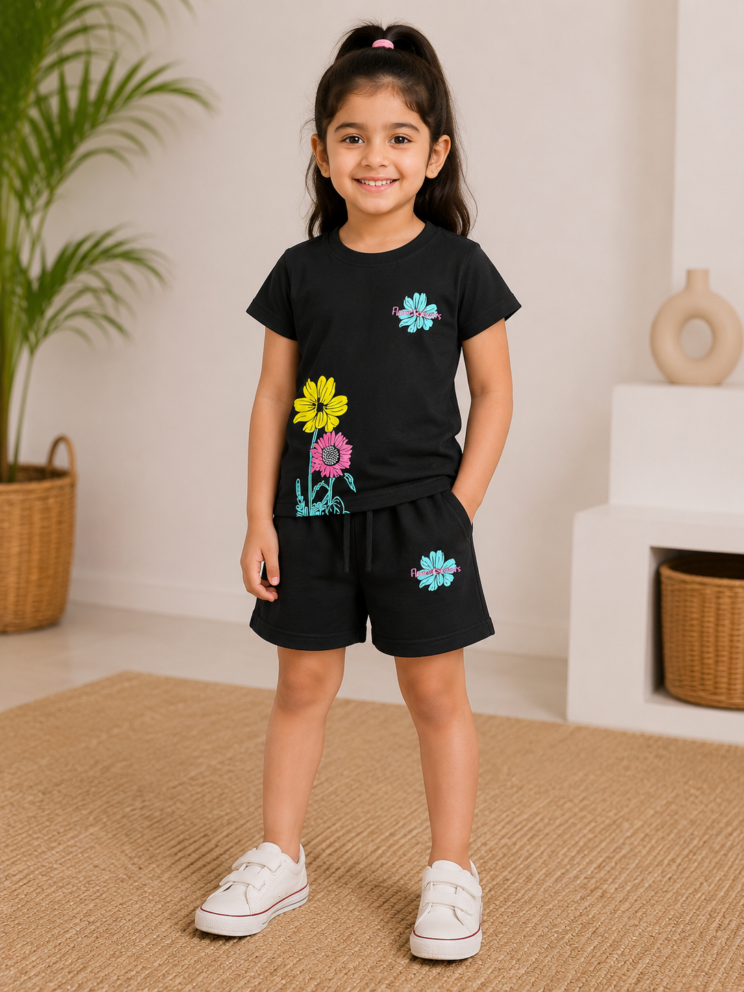 Girls Blended Pair (02836)Clr-Black-Fabric Blended