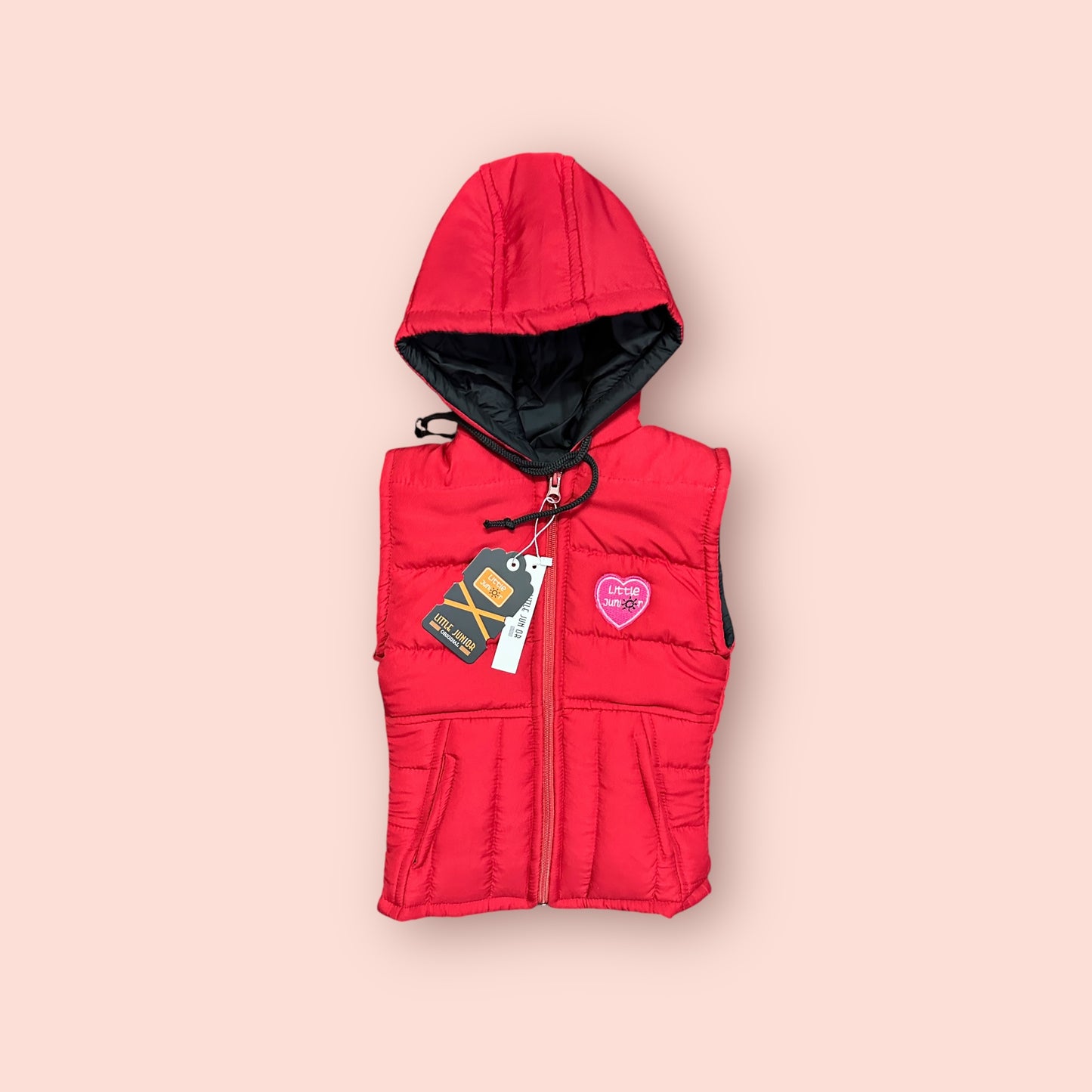 Girls Sleeveless  Puffer Jacket (03908)Clr-Red