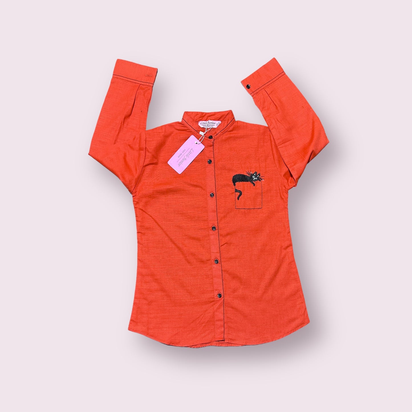 Girls Kurta Shirt (03422)-Fabric Khaddar-Clr Red