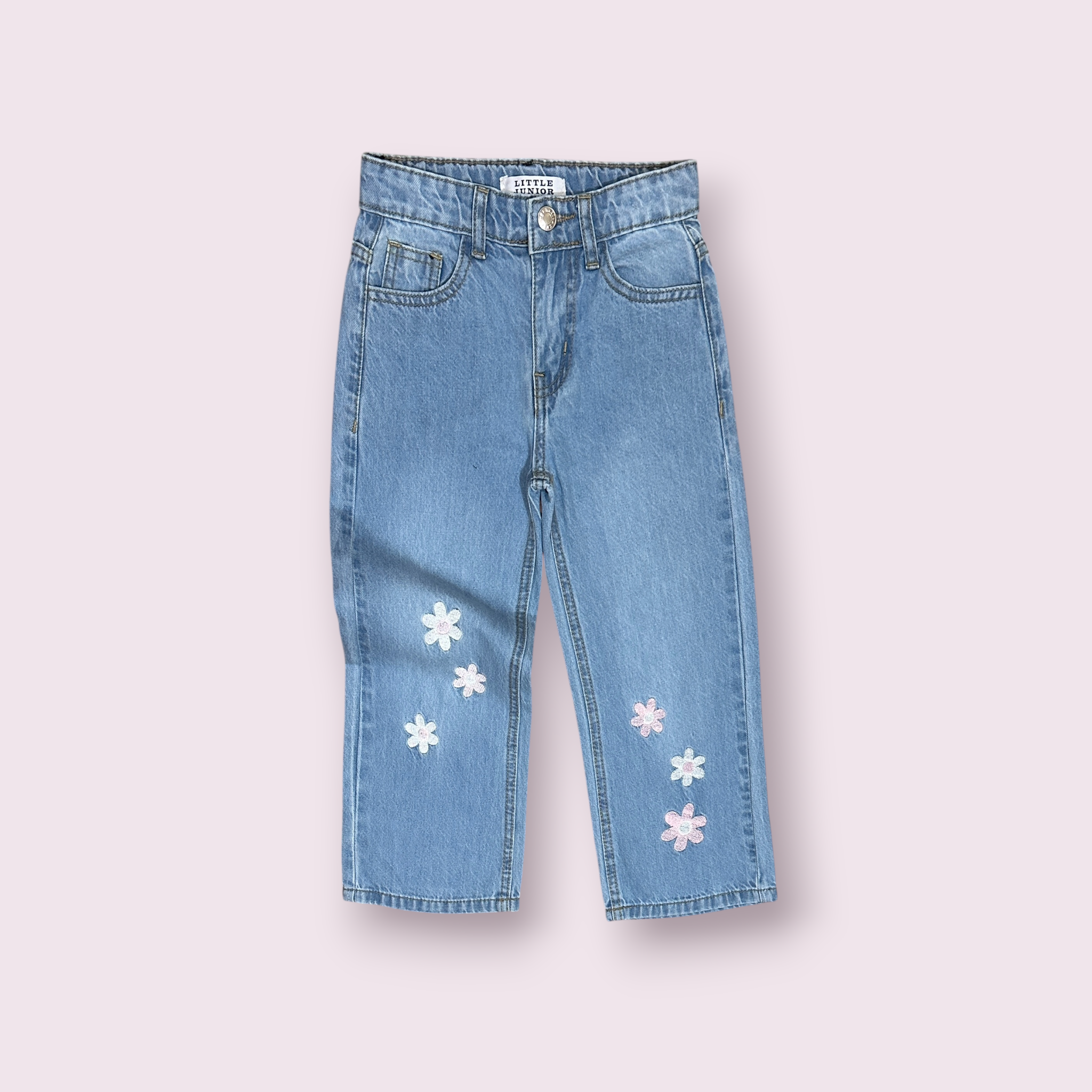 Girls Pant (00298)Clr-Sky blue-Fabric Jeans