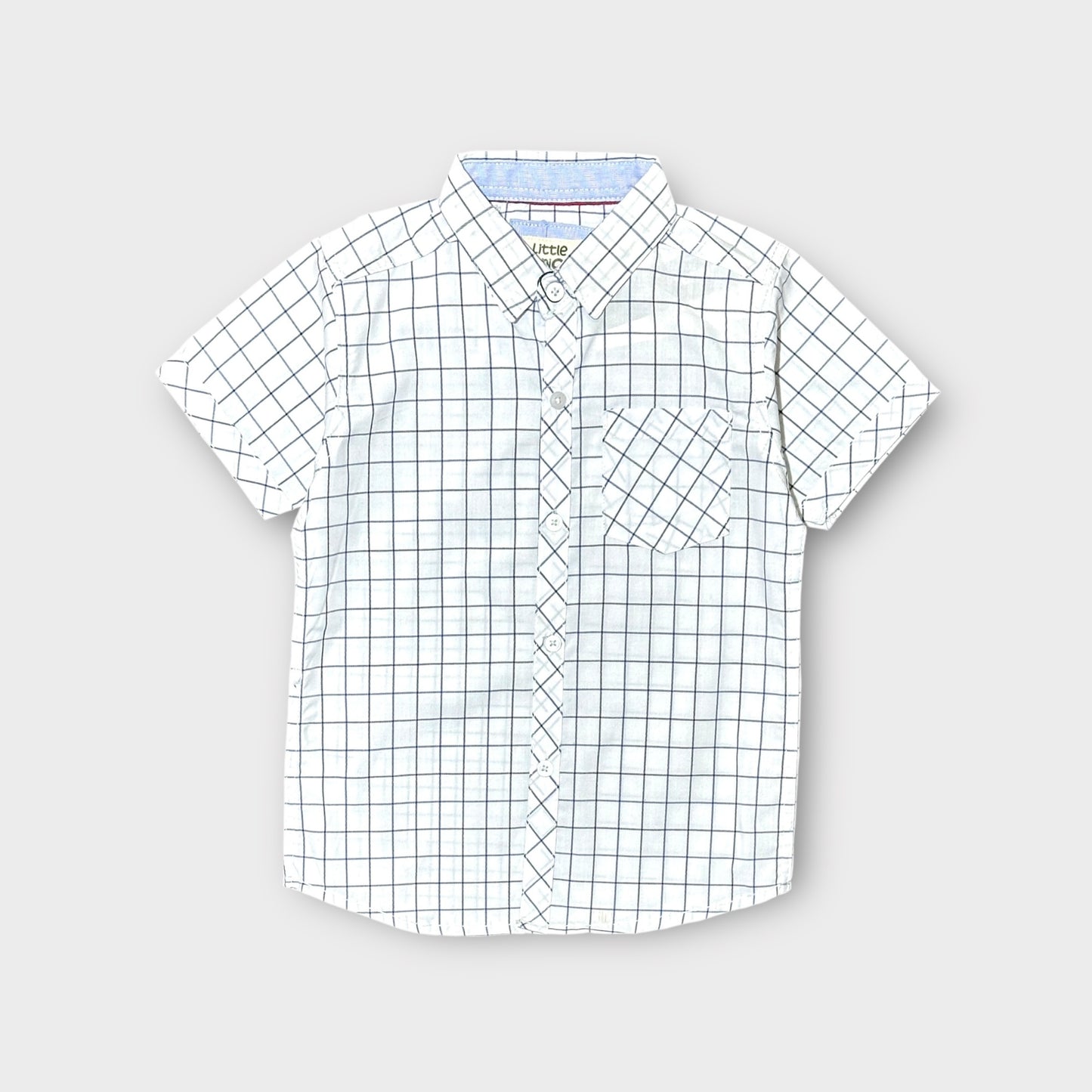 Casual Shirt (0054)Clr-white blue lining-Fabric Soft Cotton