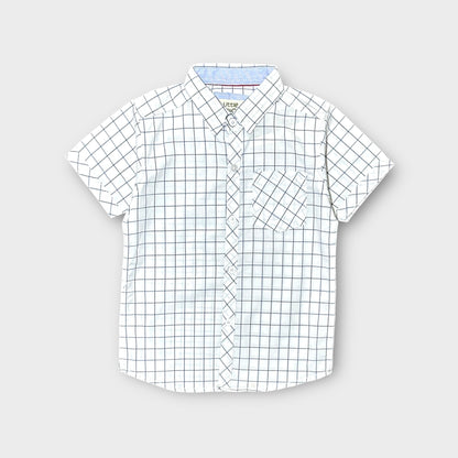 Casual Shirt (0054)Clr-white blue lining-Fabric Soft Cotton