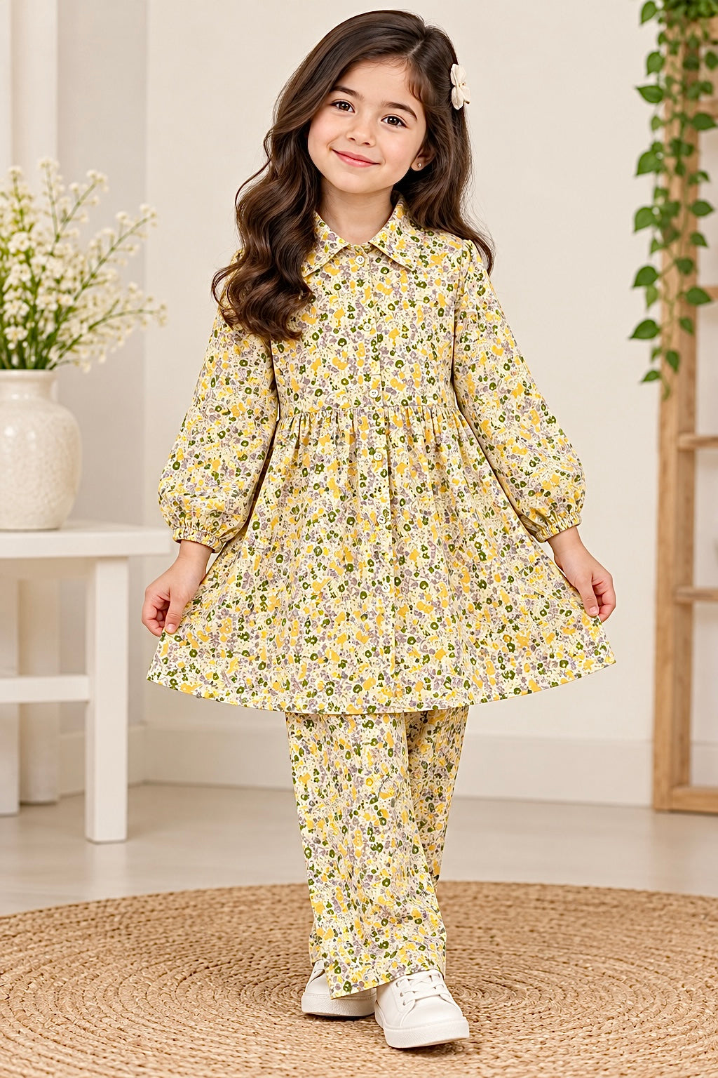 Girls Pair(00240)-Clr-Skin printed-Fabric Flannel For winter