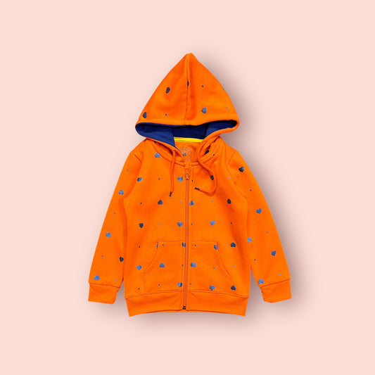 Girls Hoodie (03739) Fabric Warm Fleece-Orange