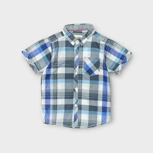 Casual Shirt (0042)Clr-Gry White and blue-Fabric Soft Cotton