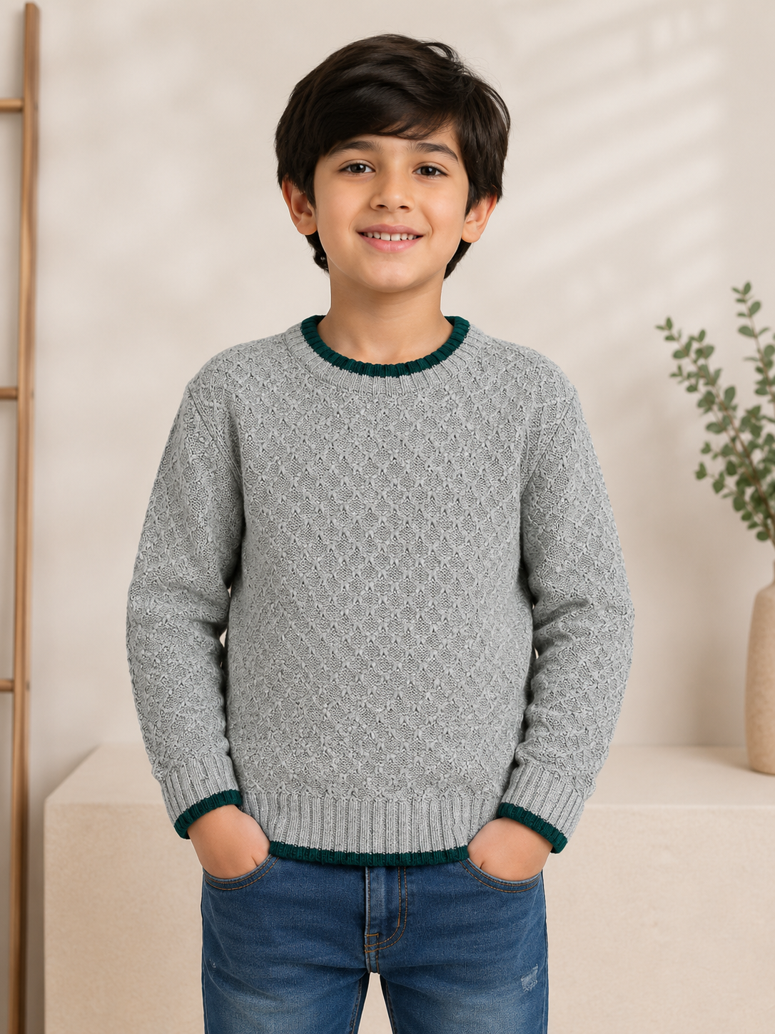 Boys Sweater (00110)Clr-Lite Gry