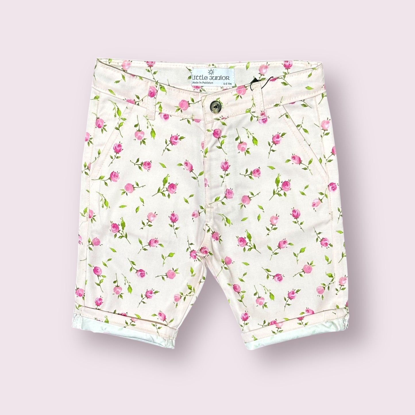 Cotton Shorts (00132)Clr-Pink printed-Fabric Cotton