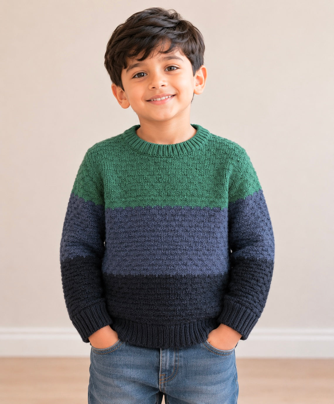 Boys Sweater (0057Clr-Fresh Green,Blue And Black