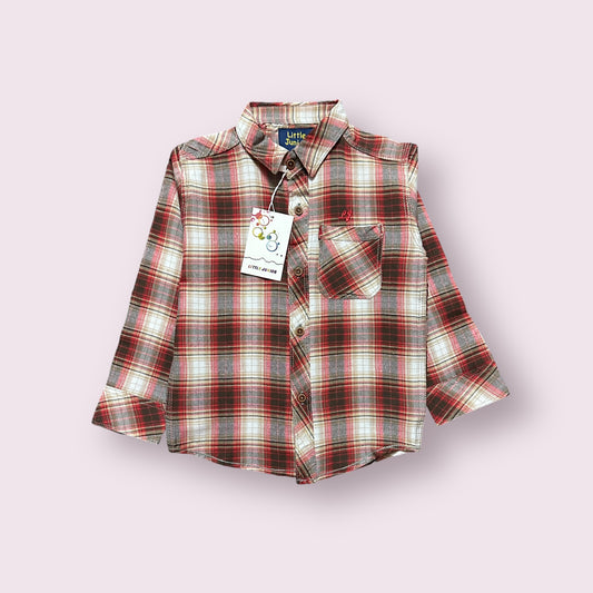 Boy Shirt (03502)Clr-Off white And Red Checks