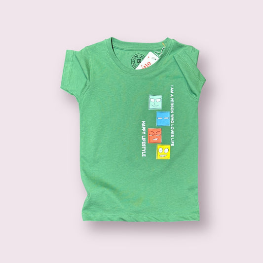 Boy T Shirt (0004)Clr-Green-Fabric Blended Cotton