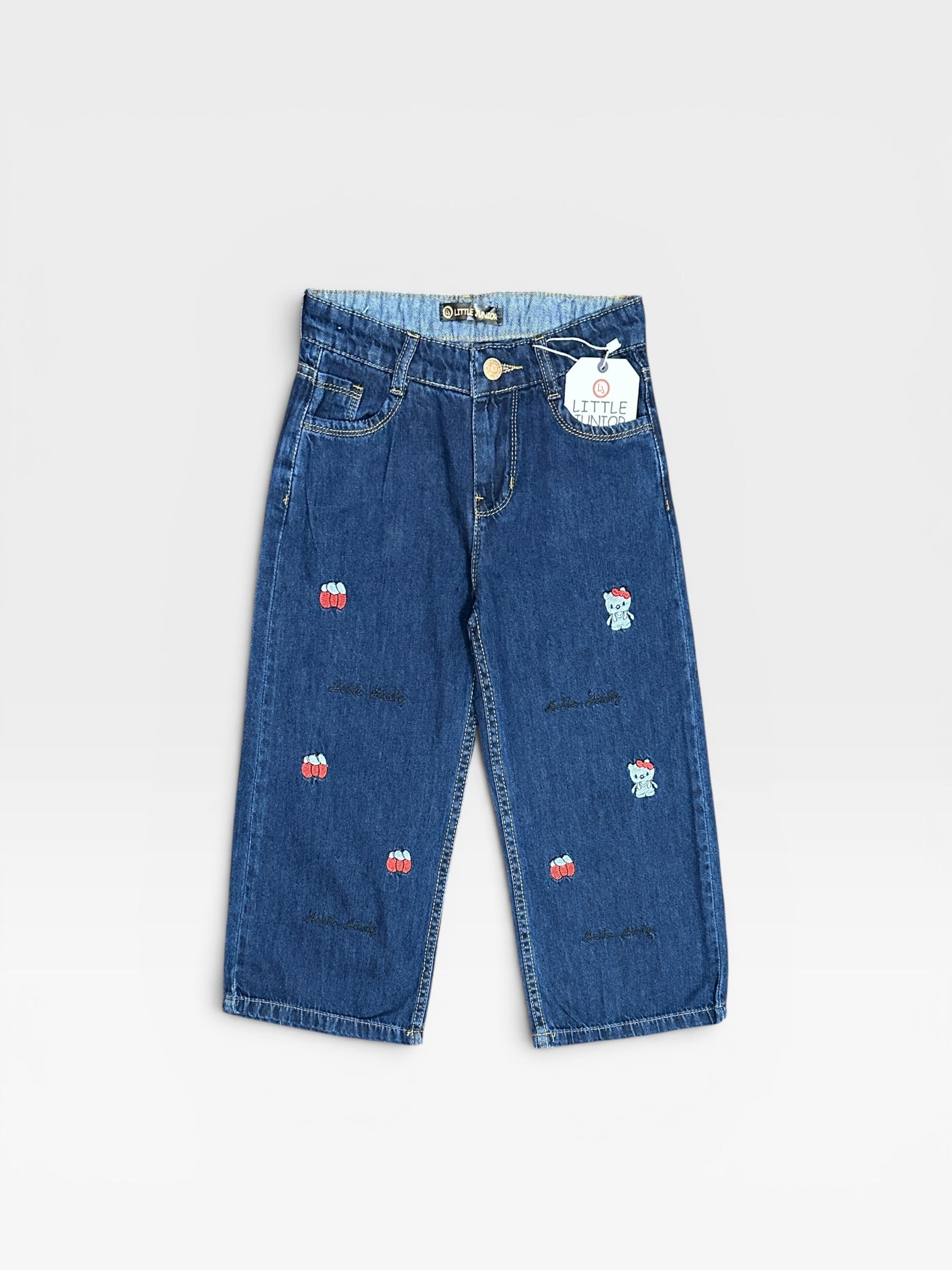 Girls Pant(02755)Clr-Dark Navy Blue-Fabric Jeans