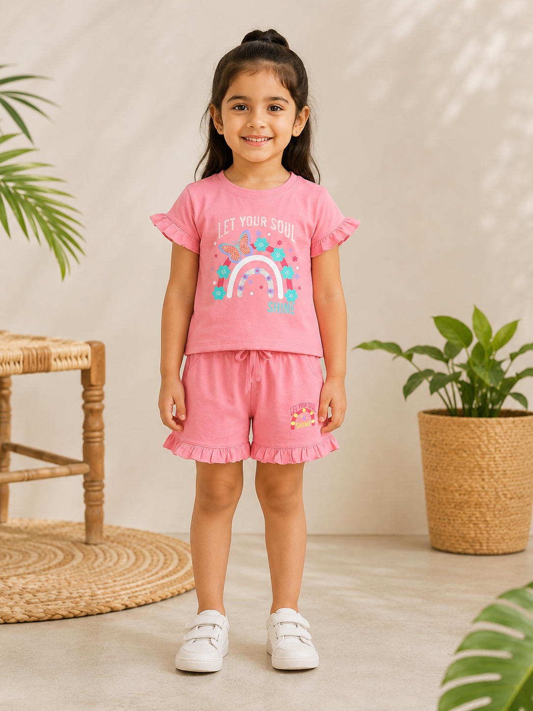 Girls Blended Pair (02768)Clr-Peach-Fabric Blended