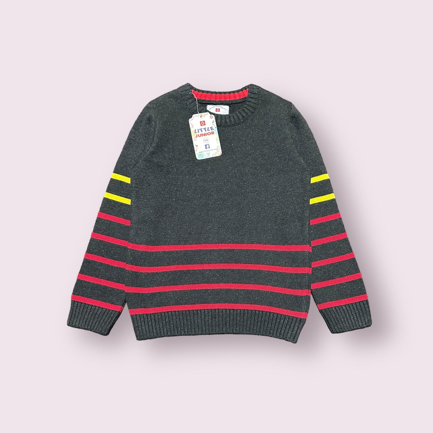 Boy Sweater (03390) Clr-Dark Gry And Red