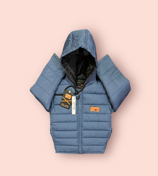 Boy Full Sleeves Puffer Jacket (03779)Clr-Gryish Blue