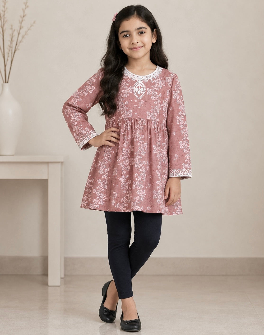 Girls Top (0093)Clr-Dusty Move-Fabric Khaddar