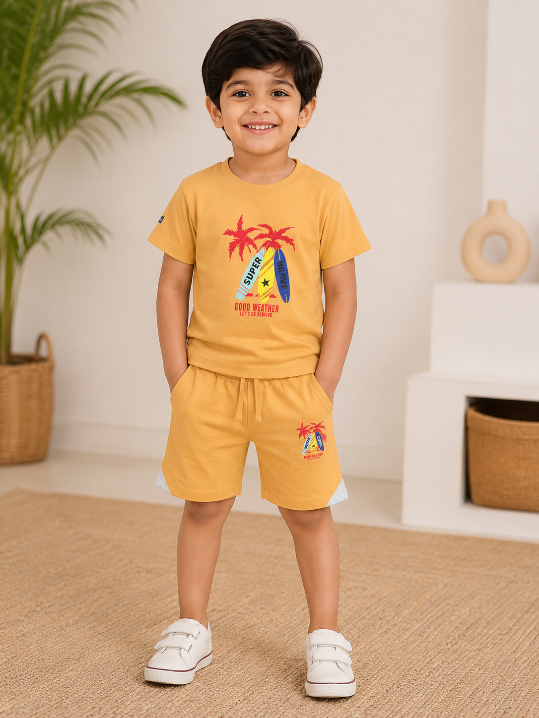 Boys Blended Pair(02833)Clr-Mastard-Fabric Blended
