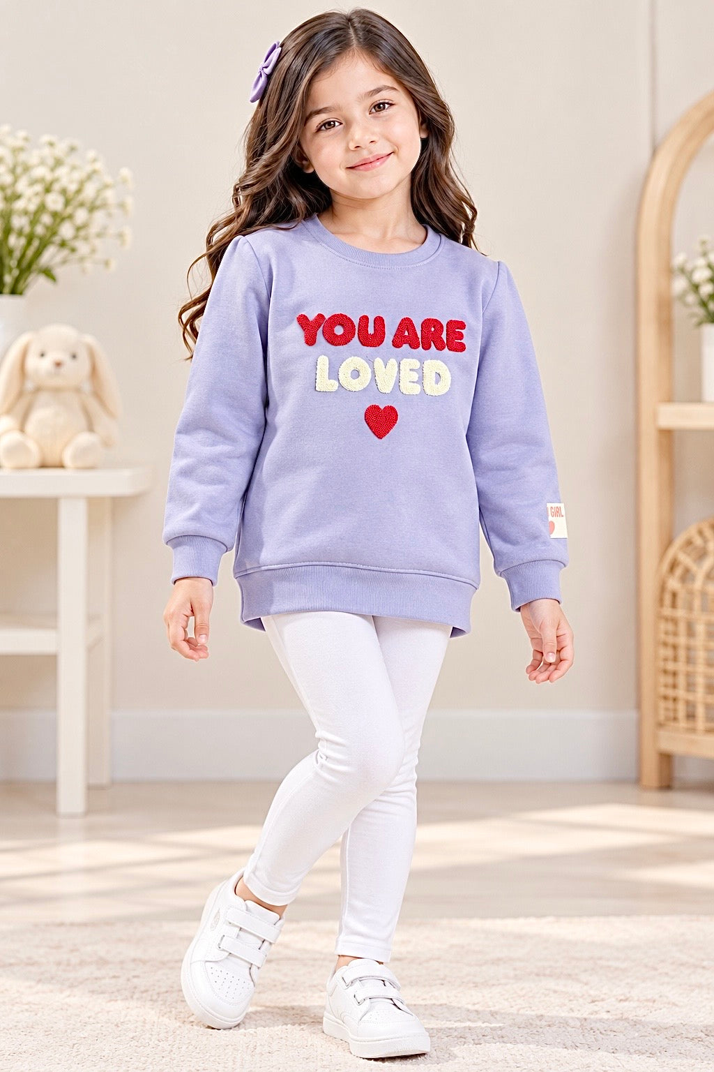 Girls Sweat-Shirt(00213)Clr-Lite Purple-Fabric High Quality warm Fleece