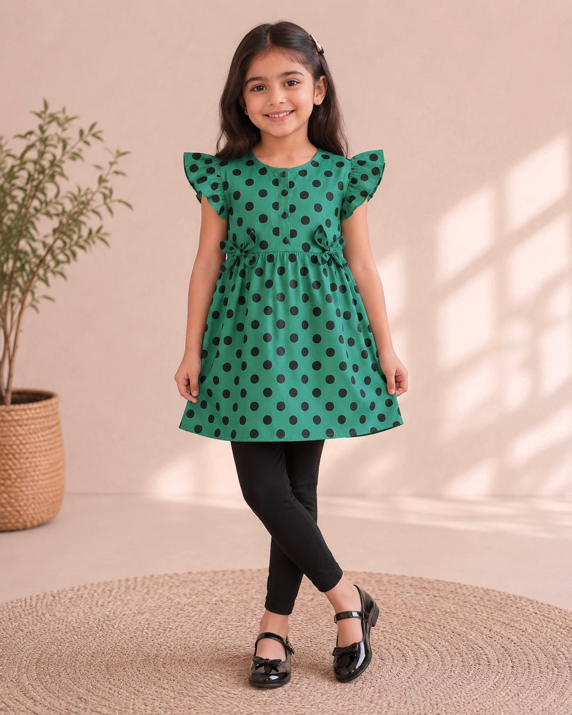 Girls top (02798)Clr-Dark Green-Fabric Lite silk For Summers