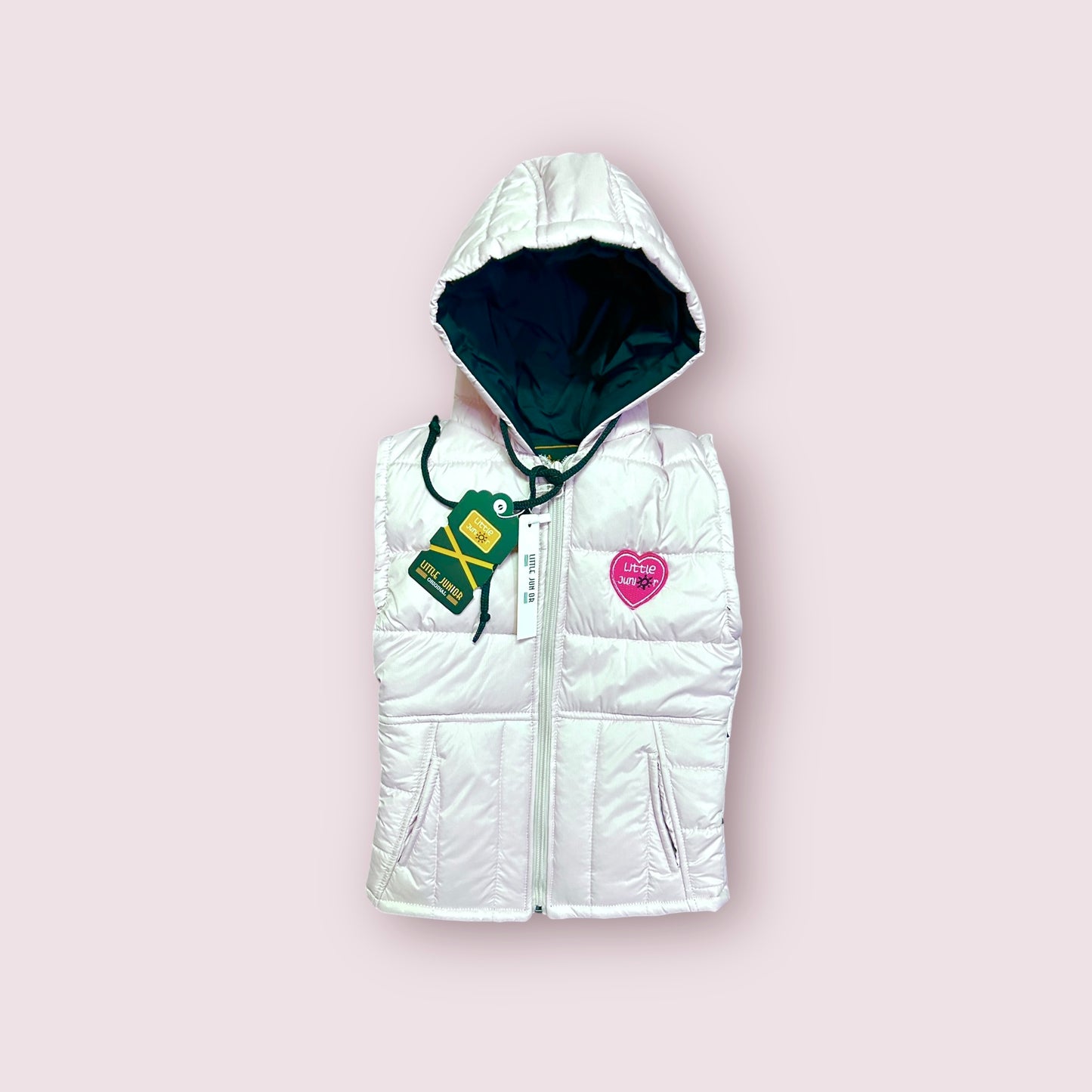 Girls Sleeveless  Puffer Jacket (03907)Clr-Baby Pink