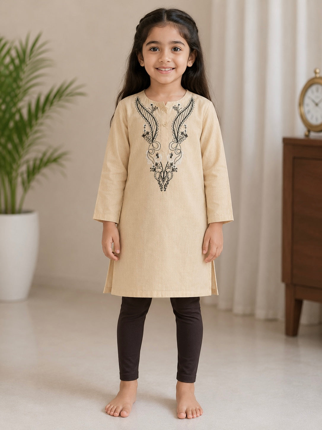 Girls Kurta(02792)Clr-Skin-Fabric Lawn For Summers