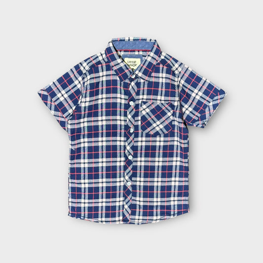 Casual Shirt (0047)Clr-Blue check-Fabric Soft Cotton