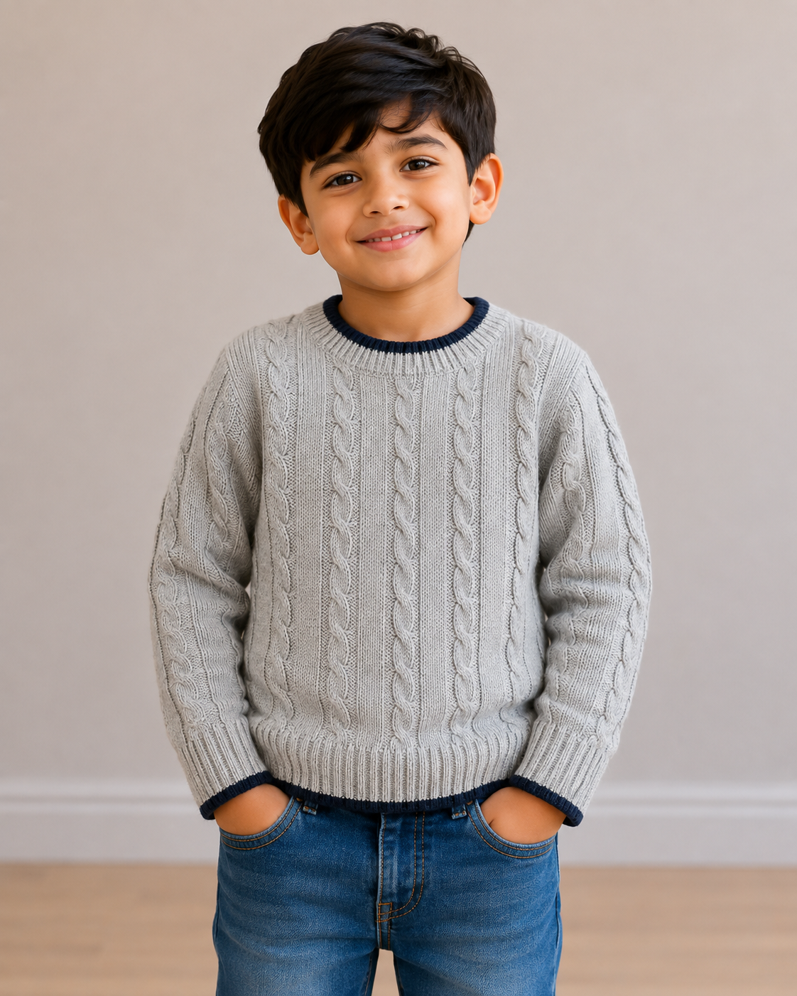 Boys Sweater (0054)Clr-Lite Gry