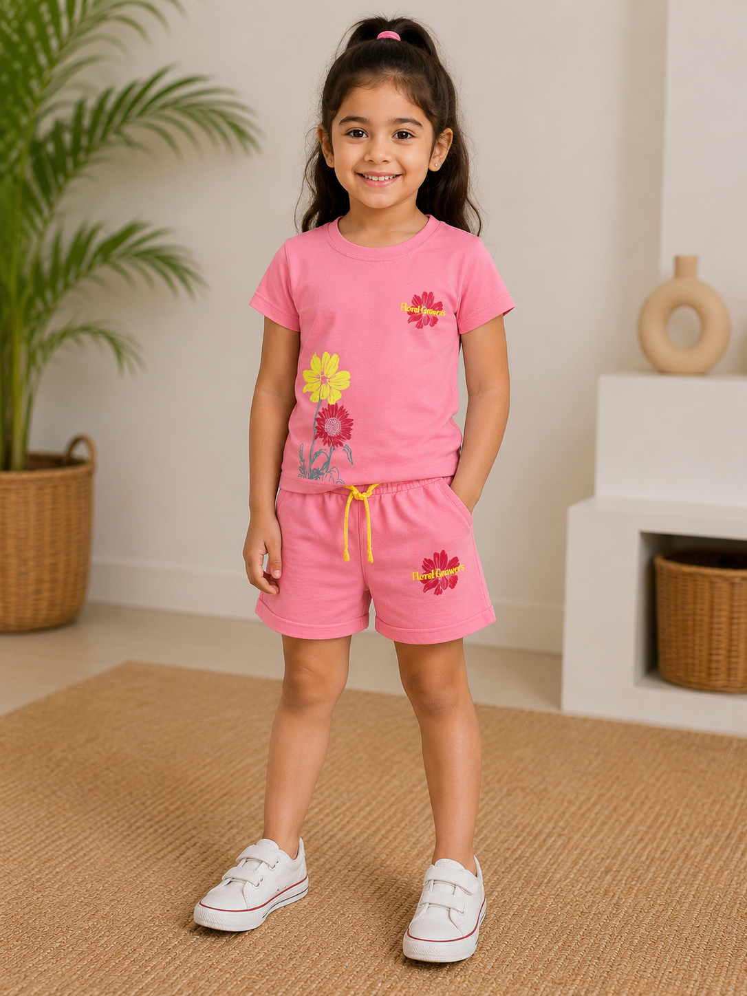 Girls Blended Pair (02838)Clr-Peach pink-Fabric Blended