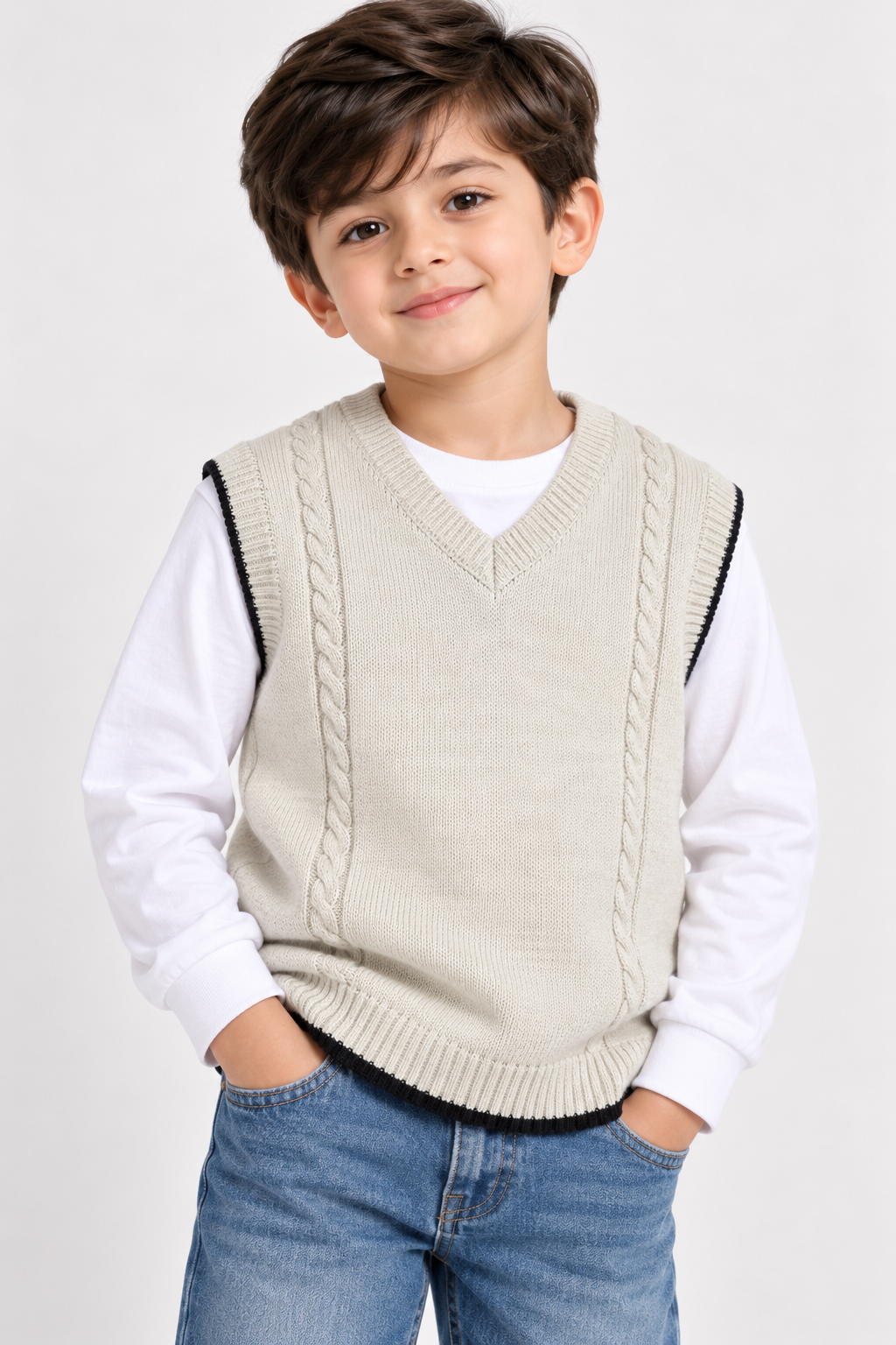 Sleeveless Sweater (00373)Clr-Lite skin-Fabric Acrylic Wool