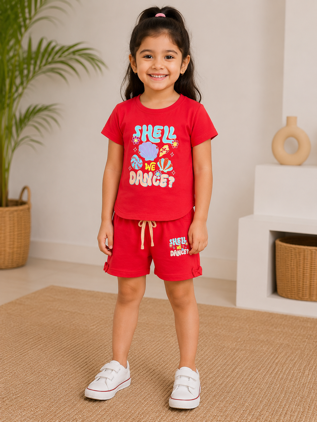 Girls Blended Pair (02835)Clr-Red-Fabric Blended