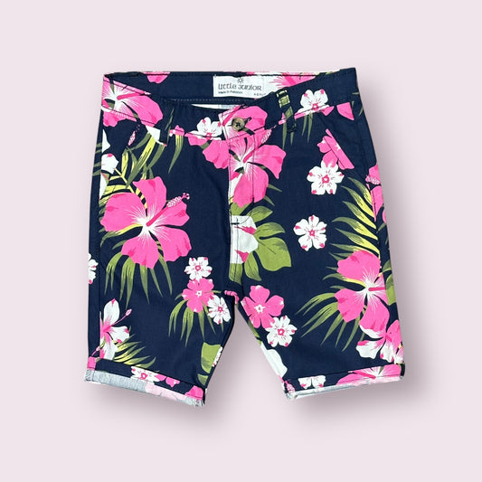 Cotton Shorts (00130)Clr-Navy Blue and Shocking pink-Fabric Cotton