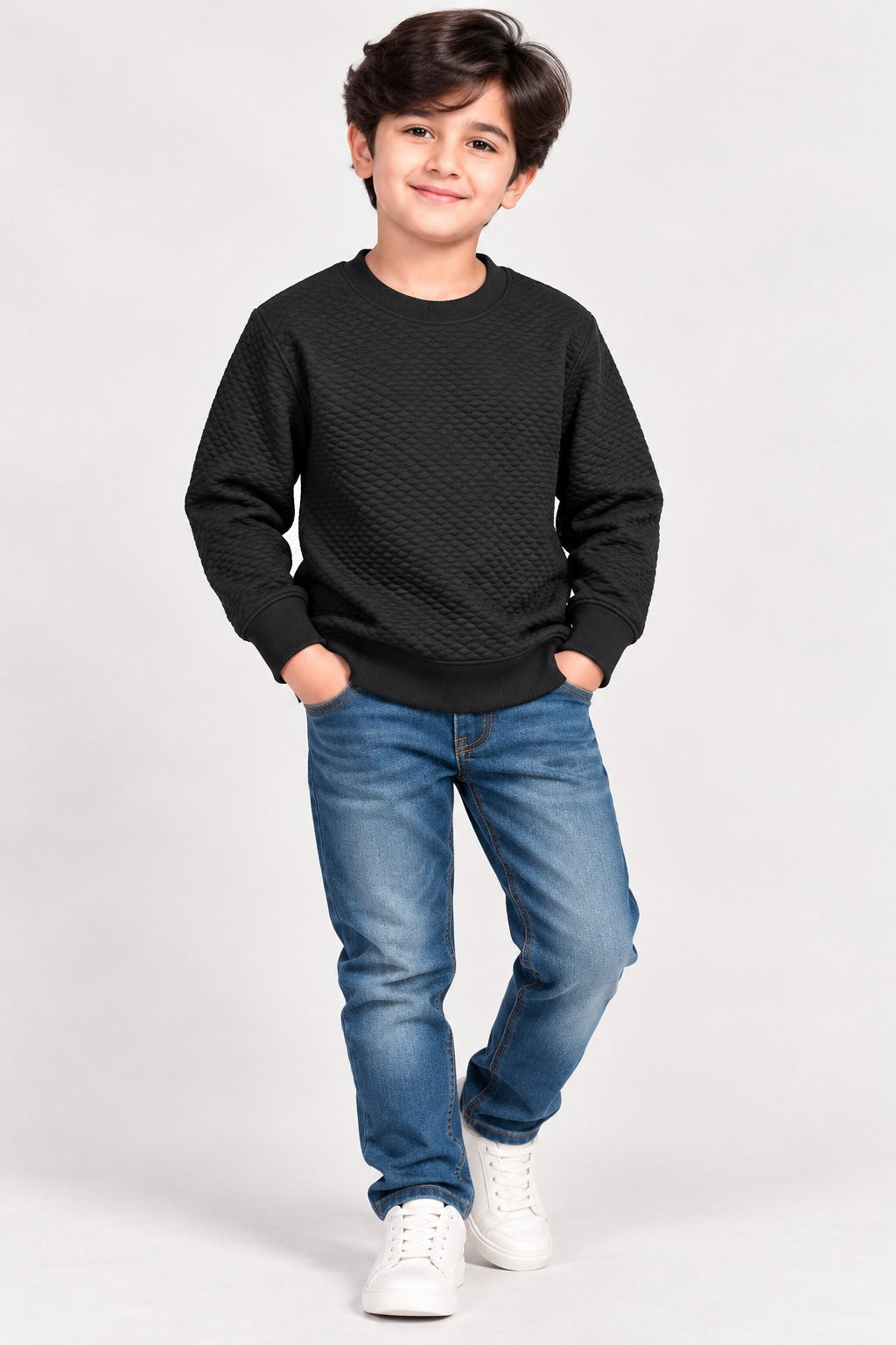 Boy Sweat-Shirt(00324)Clr-Black-Fabric High Quality warm Fleece