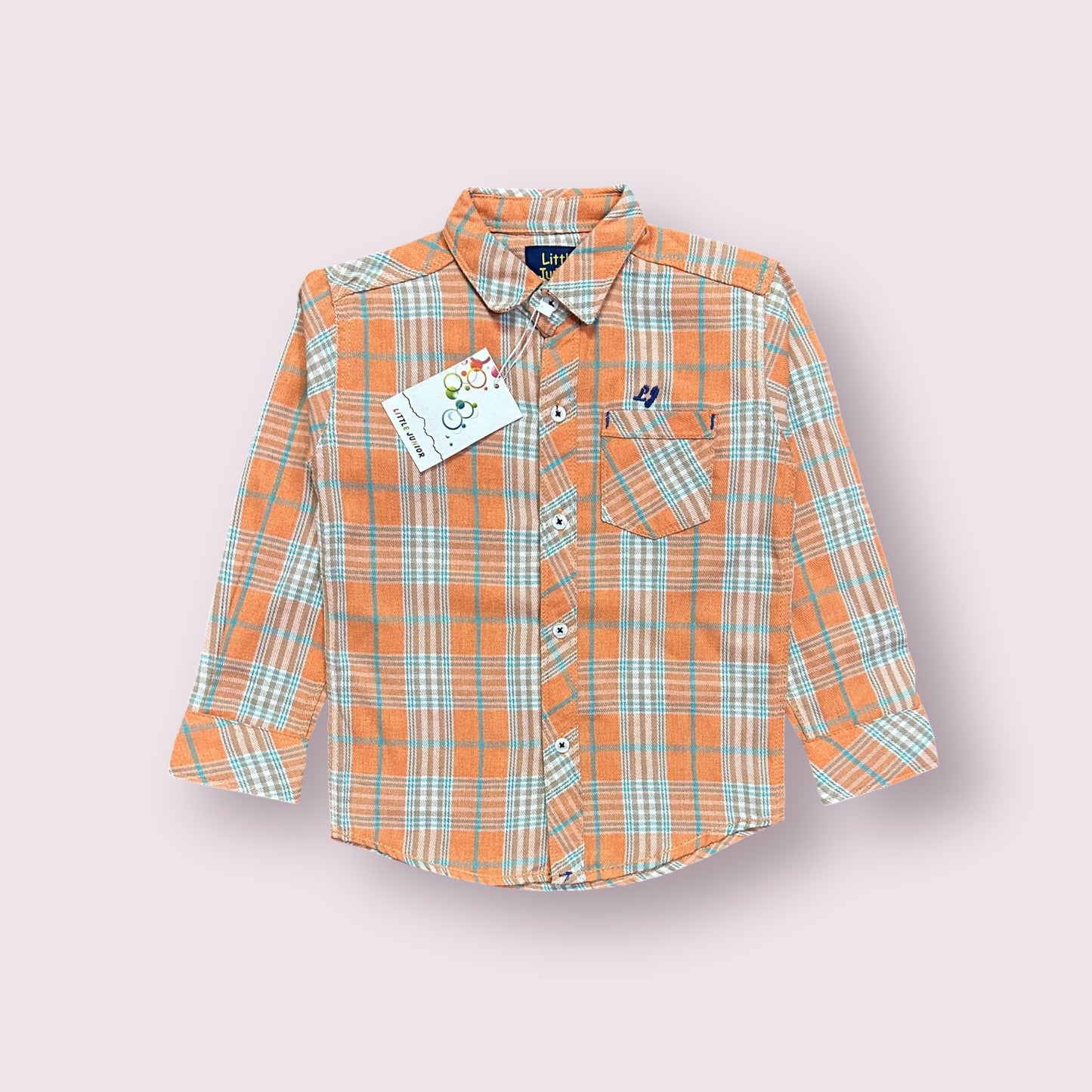 Boy Shirt (03579)Fabric Flannel-Clr Peach Checks