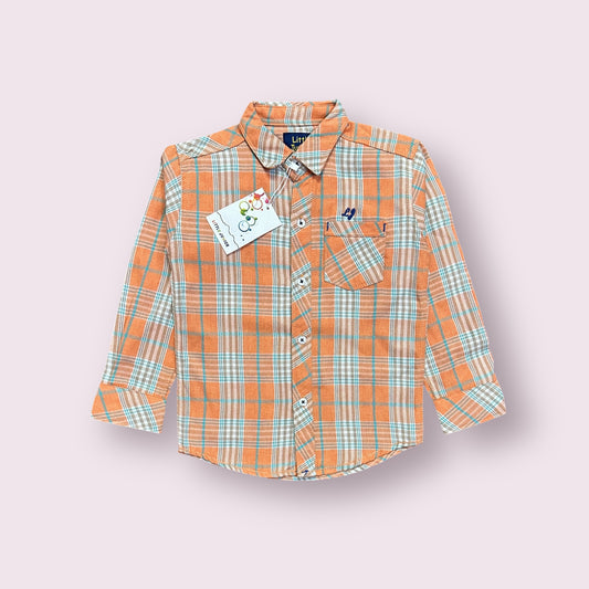 Boy Shirt (03579)Fabric Flannel-Clr Peach Checks