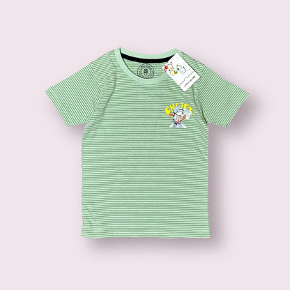 Boy T Shirt (0023)Clr-Green lining-Fabric Blended Cotton