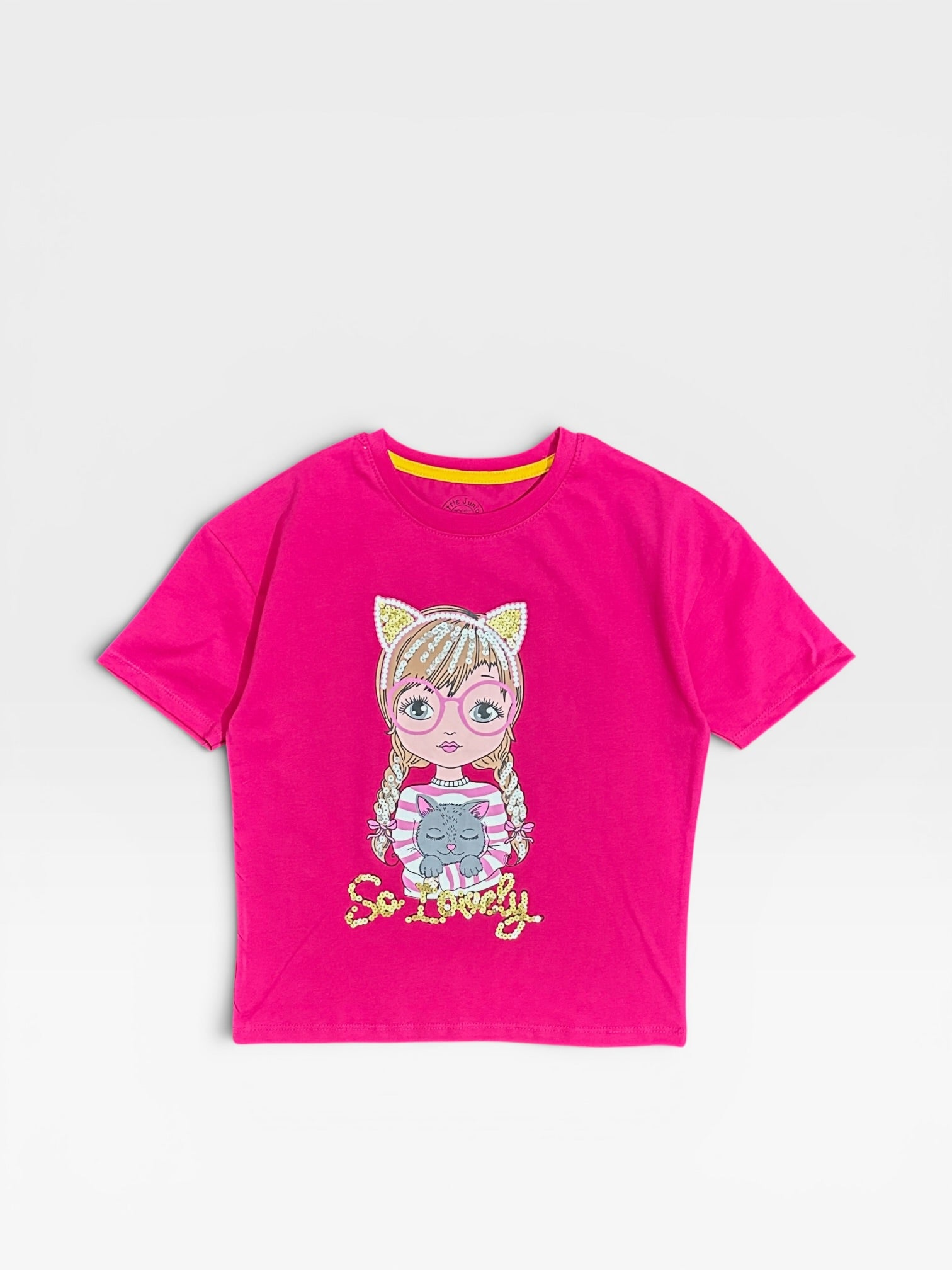 Girls T Shirt baggy style (02830)Clr-Shocking pink-Fabric Blended Cotton For summer