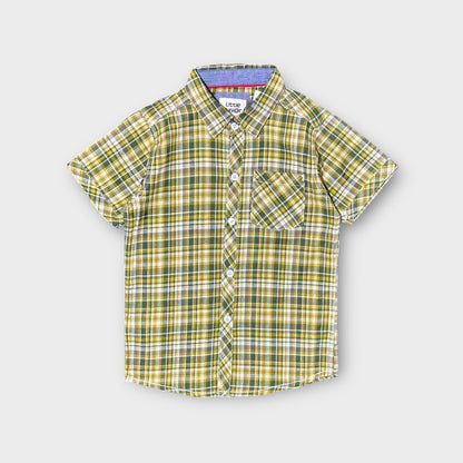 Casual Shirt (0041)Clr-Mastard And Green-Fabric Soft Cotton