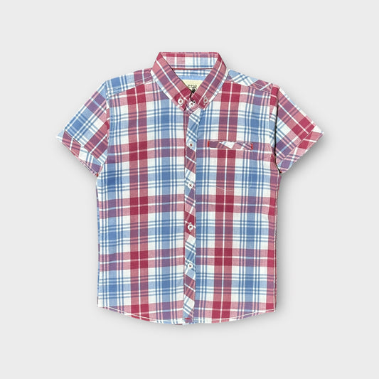 Casual Shirt (0057)Clr-Maroon and Sky-Fabric Soft Cotton