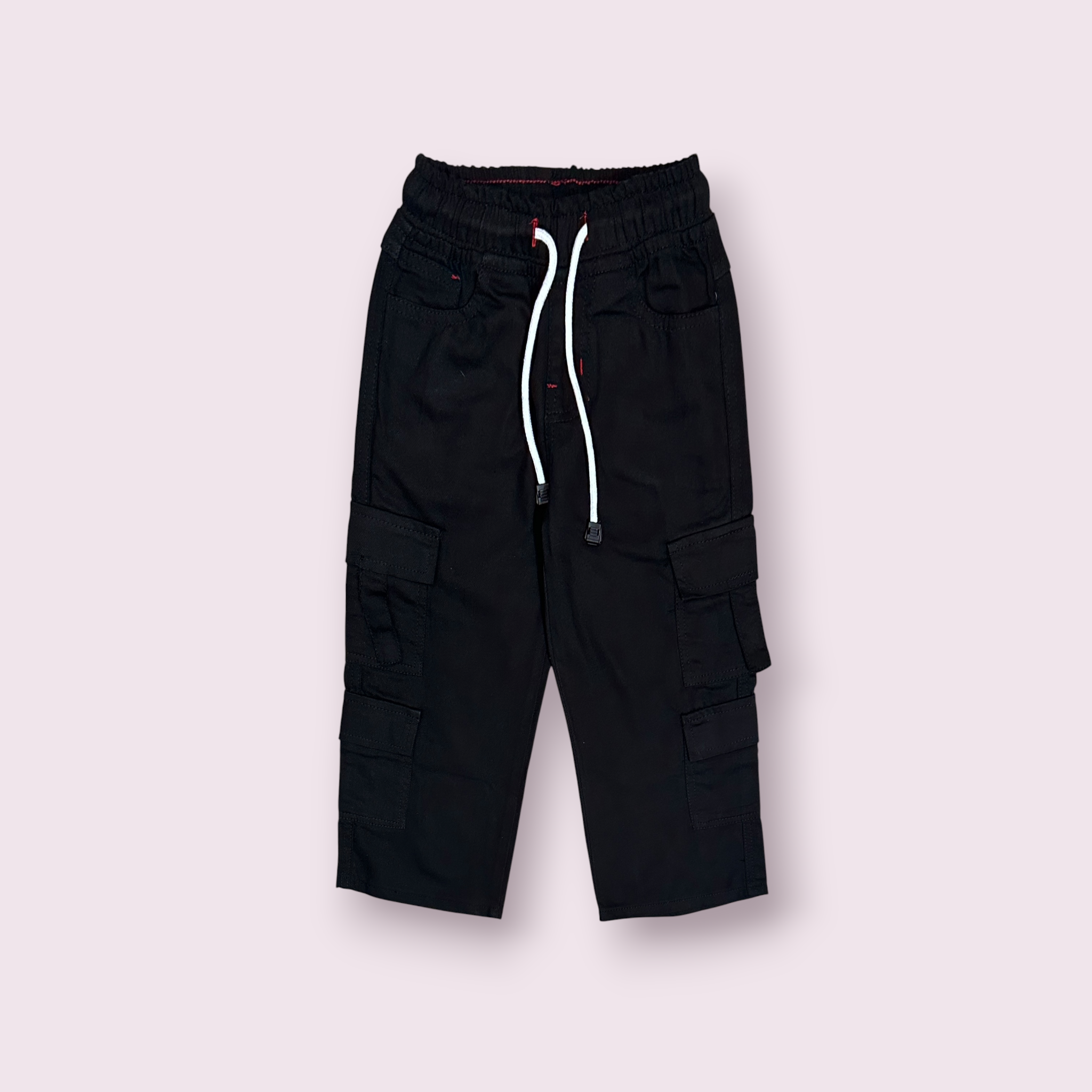 Boys Baggy Pant(0018)Clr-Black-Fabric Denim Jeans