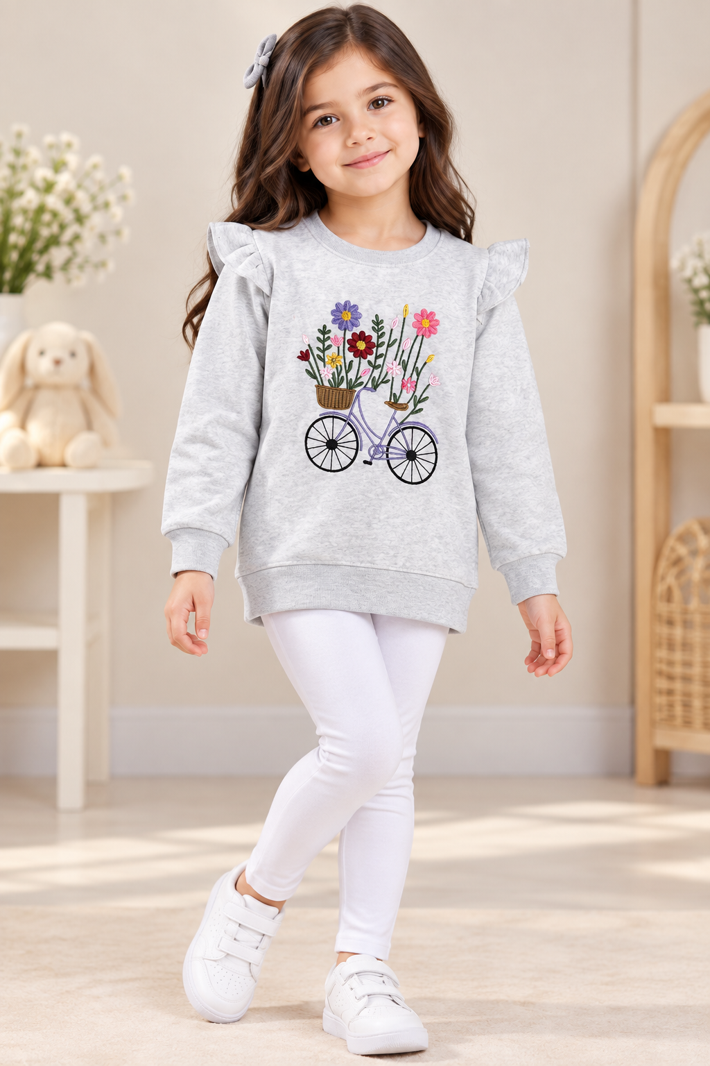 Girls Sweat-Shirt(00212)Clr-Off white-Fabric High Quality warm Fleece