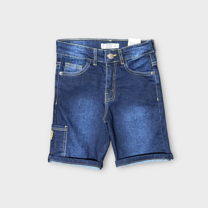 Denim Shorts (0076)Clr-Dark Navy Blue-Fabric Jeans