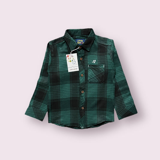 Boy Shirt (03500)Clr-Dark Green and Black Checks