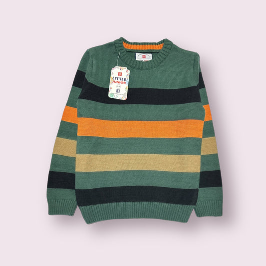 Boy Sweater (03372) Clr-Dark Green and Orange