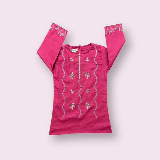 Girls Kurti (03520)Fabric Khaddar-Clr-Shocking Pink