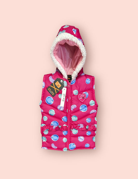 Girls Sleeveless  Puffer Jacket (03825)Clr-Shoking Pink