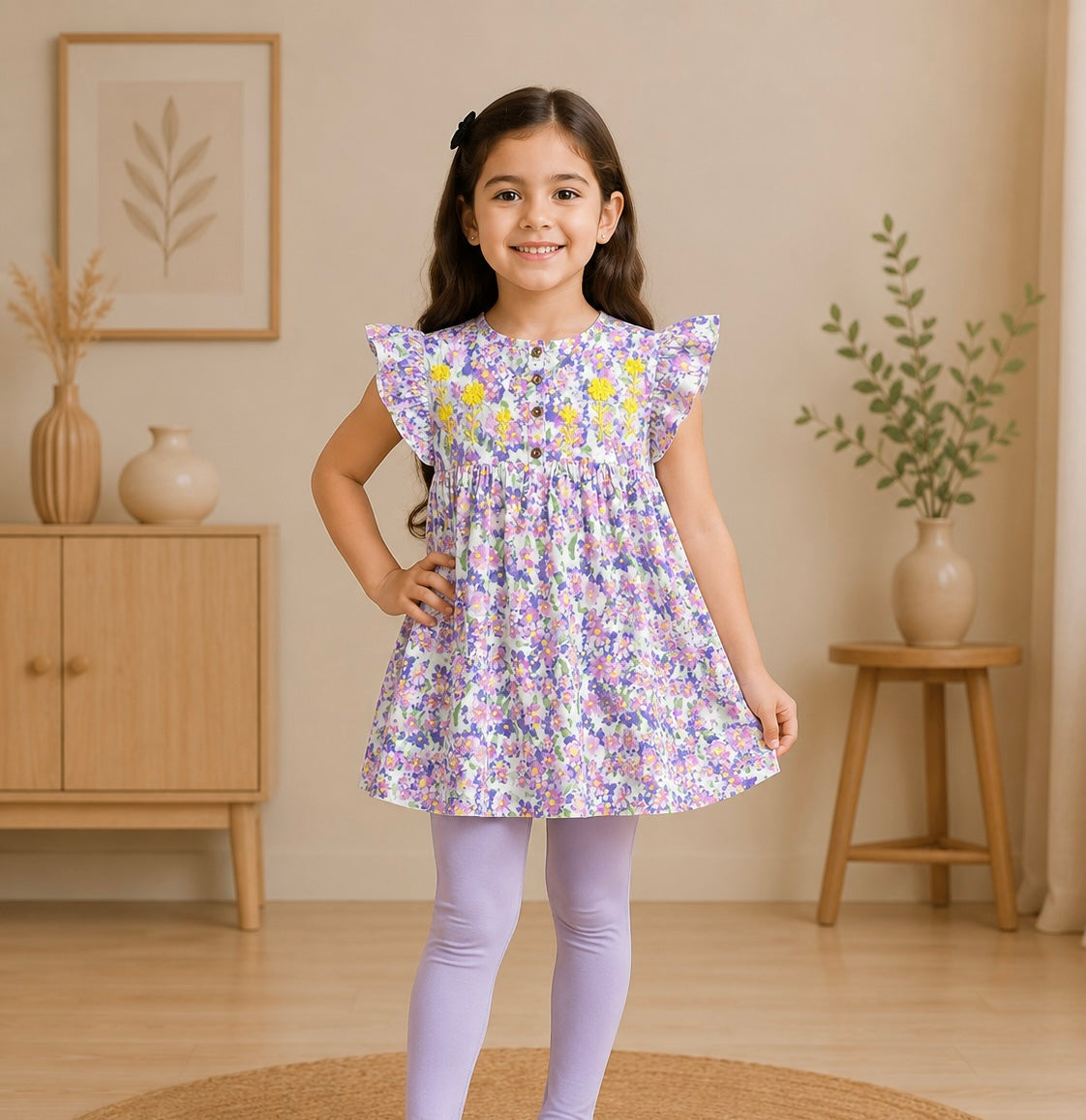 Girls top (02801)Clr-Move purple-Fabric Lite Cotton For Summers