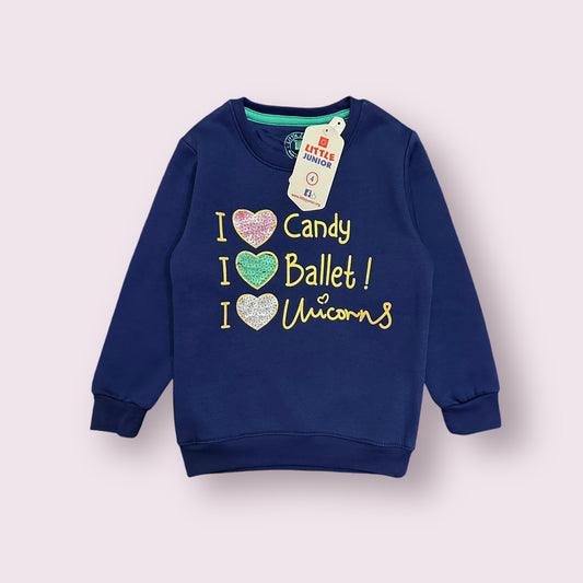 Girls Sweat Shirt (03597) Clr-Navy Blue